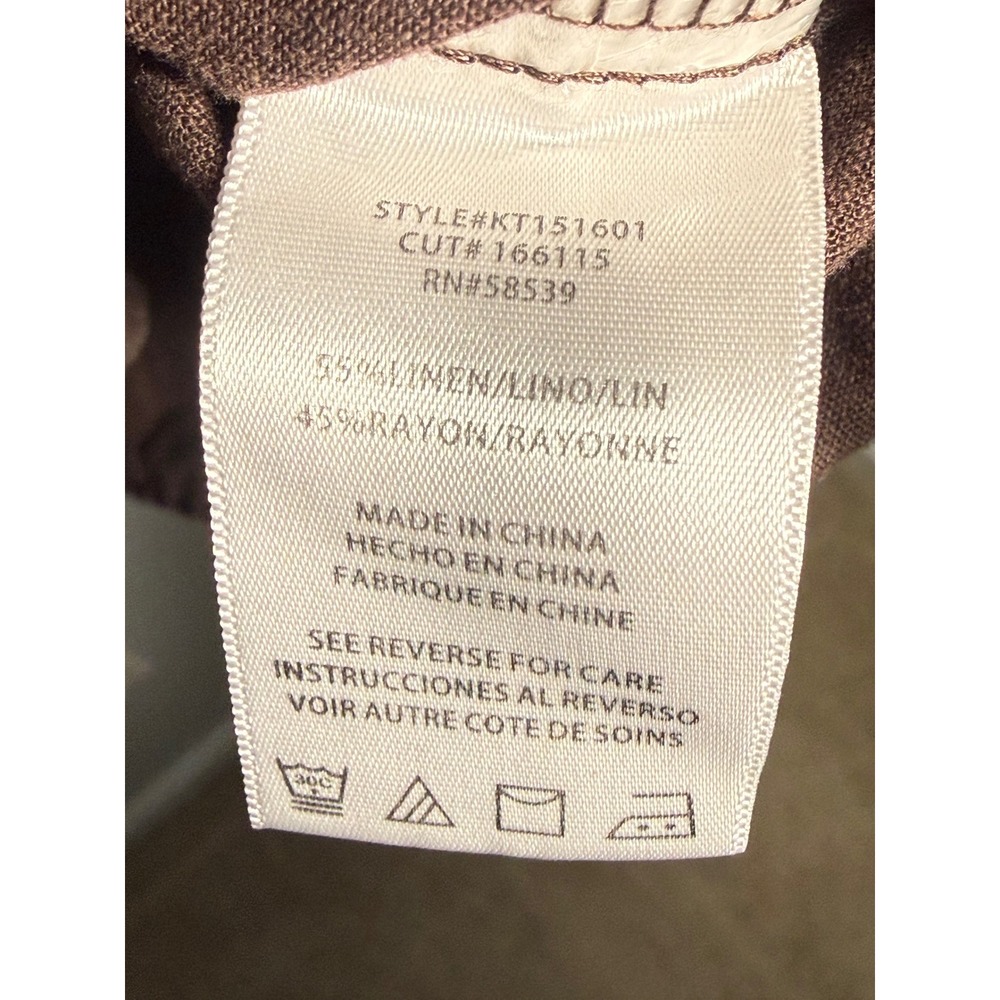 KUT from the Kloth Brown Linen Blend Button Down Shirt Boxy Short Sleeve - Picture 3 of 3